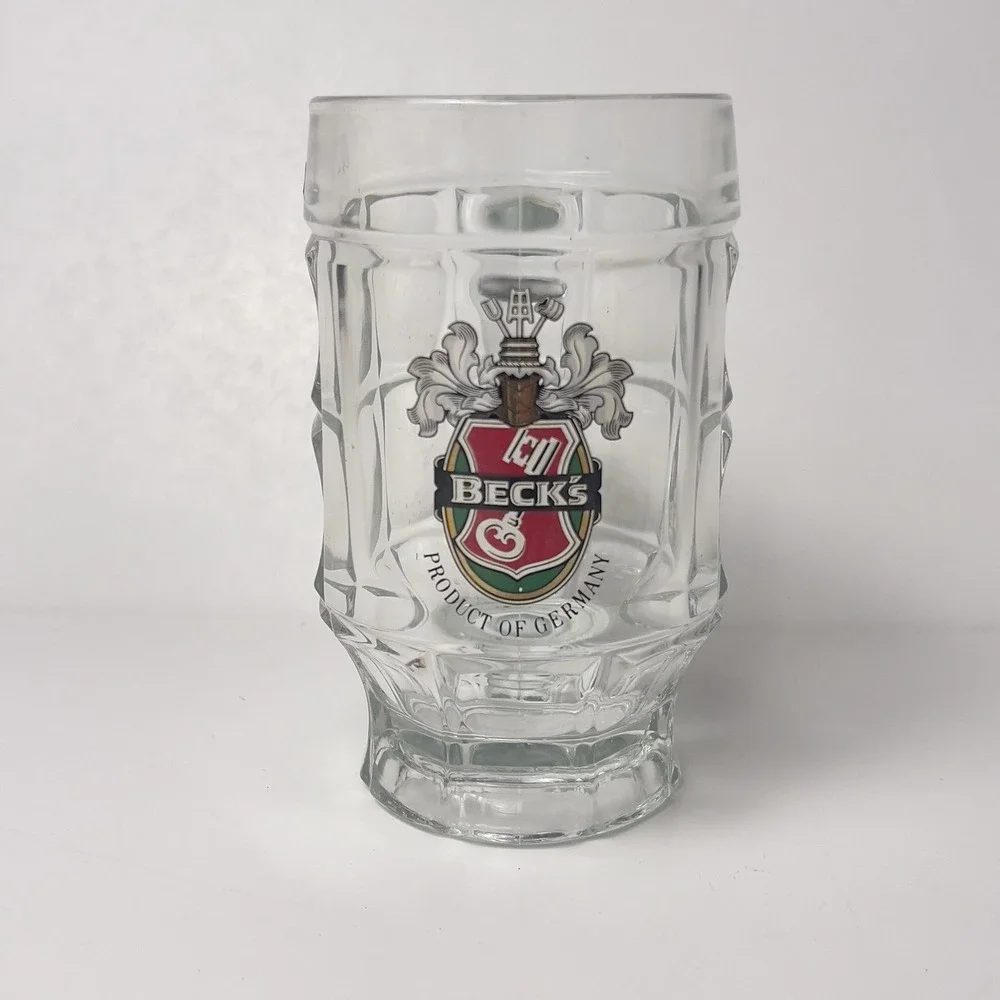 Vintage Beck's Beer Glass Mug Stein Product Of Germany Clear Heavy Barware 0.25L